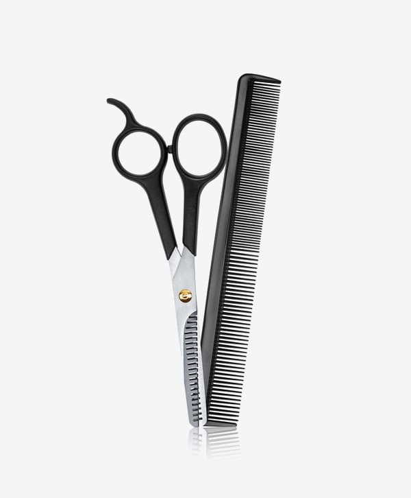 Hair cutting comb scissors set
