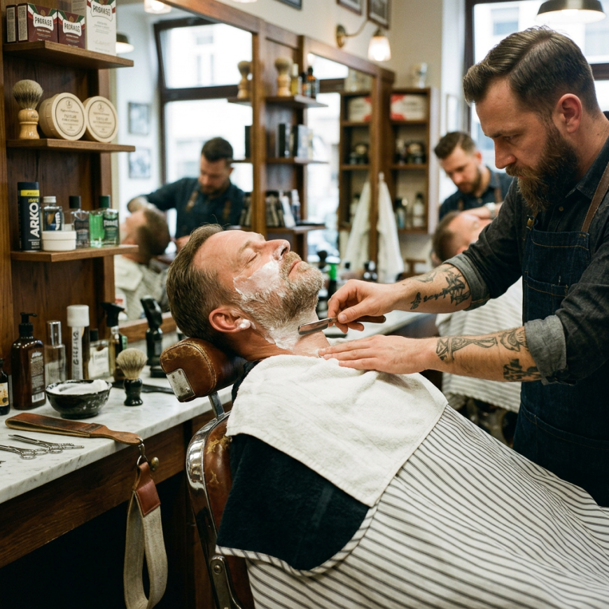 Die traditionelle Nassrasur im Barbershop: Das unschlagbare Ritual mit dem Rasiermesser